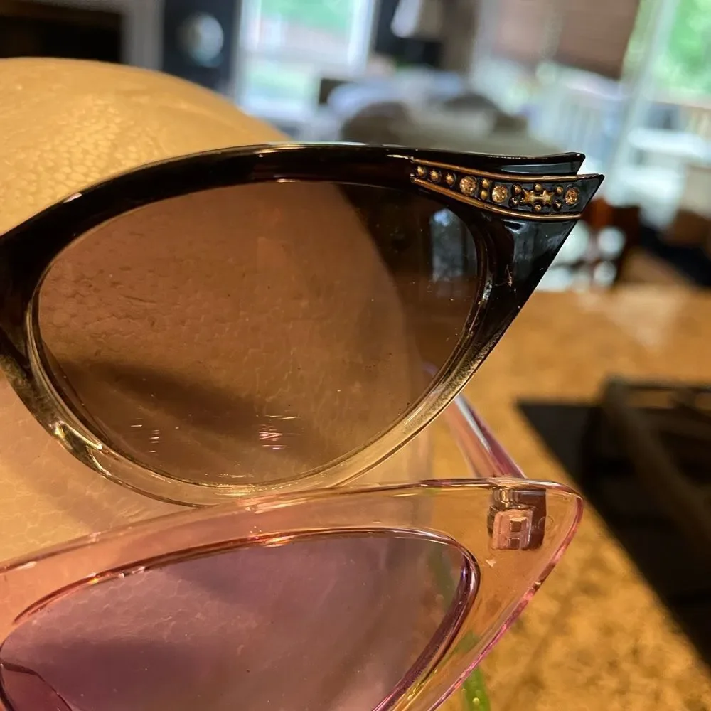 Women’s Cat Eye Sunglasses Black Pink Green Sparkle